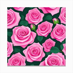 Pink Roses Seamless Pattern 2 Canvas Print