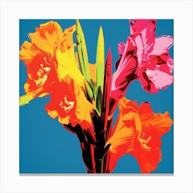 Andy Warhol Style Pop Art Flowers Gladiolus 1 Square Canvas Print