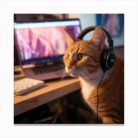 Cat looking at Cat Videos Canvas Print