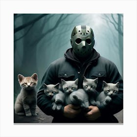 Jason Voorhees with Kittens Canvas Print