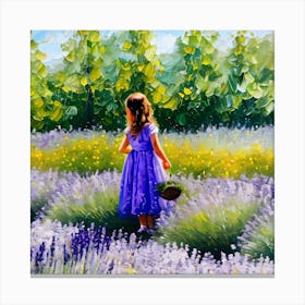 Little Girl In Lavender Field Canvas Print