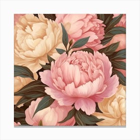 Peony Seamless Pattern Canvas Print