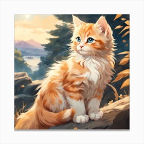 Cat On A Rock Canvas Print