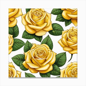 Yellow Roses Seamless Pattern 4 Canvas Print