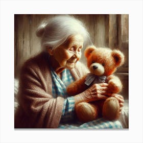 Old Lady With Teddy Bear 4 Canvas Print