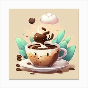 Kawaii Coffee 6 Canvas Print