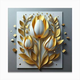 Three Tulips gold Canvas Print