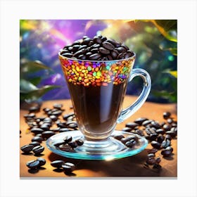 Coffee Cup With Coffee Beans Canvas Print