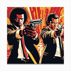 Two Men Holding Guns Canvas Print