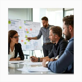 Business Strategy Meeting In Action With A Diverse Group Of Four Adults Two Women And Two Men Stra (5) Canvas Print