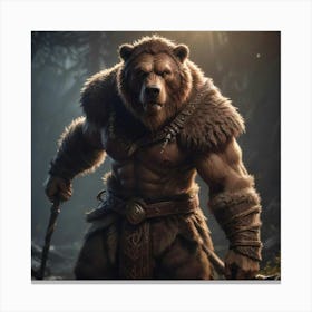 Grizzled Warrior Bear Canvas Print