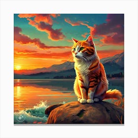 Sunset Cat Canvas Print