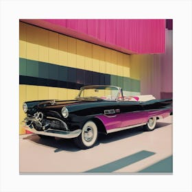 Classic Car In Front Of Colorful Wall Canvas Print