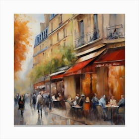 Paris Cafes.City of Paris. Cafes. Passersby, sidewalks. Oil colours.5 Canvas Print