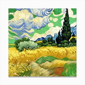 A Wheatfield With Cypresses, Vincent van Gogh 6 Canvas Print