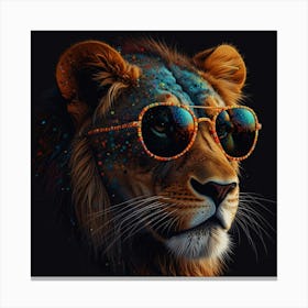 Lion In Sunglasses Canvas Print