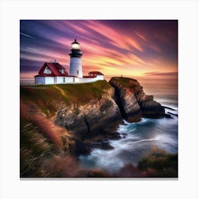 Lighthouse At Sunset 4 Canvas Print