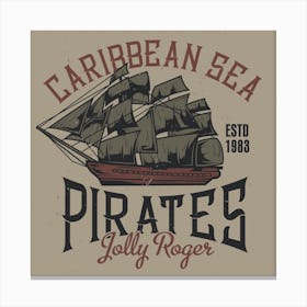 Caribbean Sea Pirates Jolly Roger Canvas Print