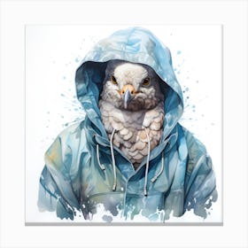 Watercolour Cartoon Dove In A Hoodie 1 Canvas Print