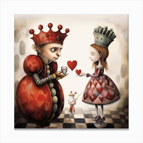 Alice And Queen Of Hearts 1 Canvas Print