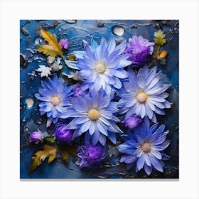 Blue Flowers On A Blue Background 1 Canvas Print