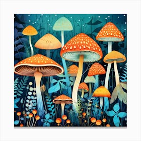 Mushrooms In The Forest 74 Canvas Print