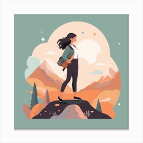 Woman Walking In The Mountains Canvas Print