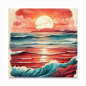 Sunset At The Beach Canvas Print