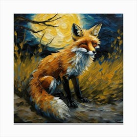 Fox in moonlight Canvas Print