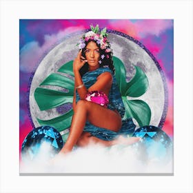 Moon Babe Gem Collage Square Canvas Print