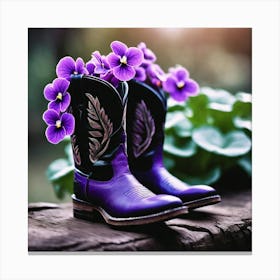 Purple Cowboy Boots Canvas Print