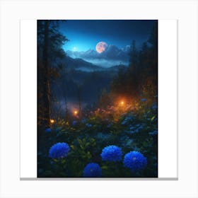 Moonlight In The Mountains 4 Canvas Print