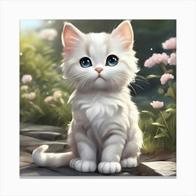 White Kitten With Blue Eyes Canvas Print