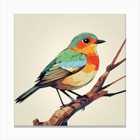 Cubism Art, Robin bird Canvas Print