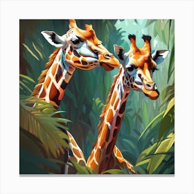 Giraffes In The Jungle 8 Canvas Print