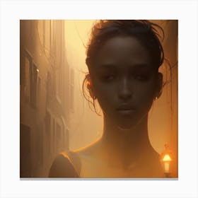 Young Girl In A City Canvas Print
