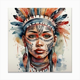 Indian Woman Watercolor Painting Canvas Print