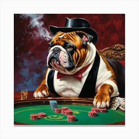 Bulldog At The Poker Table 1 Canvas Print