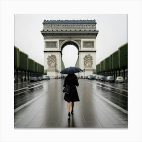 Femme Marchant Dans Paris Un Jour De Pluie 8 Canvas Print