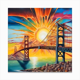 Sunlit Majesty Over The San Francisco Bridge Canvas Print