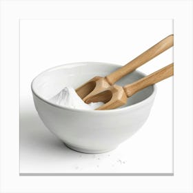 Two Wooden Spoons In A Bowl Canvas Print