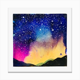 Watercolor Northern Lights Norway Canvas Print