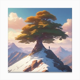 Tree On Top Of Mountain 18 Canvas Print