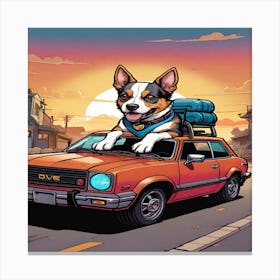 Dog On A Car trip Canvas Print