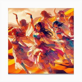 Group Of Girls In The Desert Canvas Print