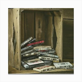 Cassettes In A Crate Canvas Print