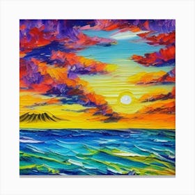 Sunrise with clouds and volcano mountain Canvas Print