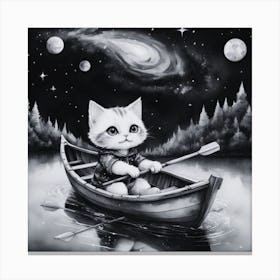 Cat In A Boat 13 Canvas Print