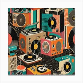 retro Records pattern Canvas Print