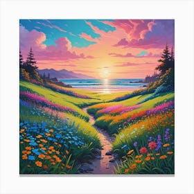 Sunset In The Meadow 4 Canvas Print